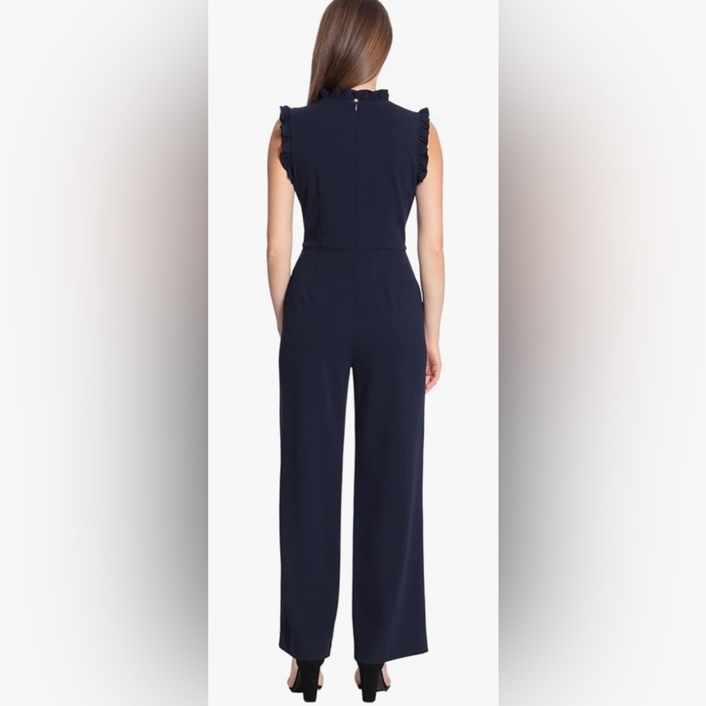 Maggy London High Neck Ruffle Detail Jumpsuit Size 12 - Picture 3 of 7